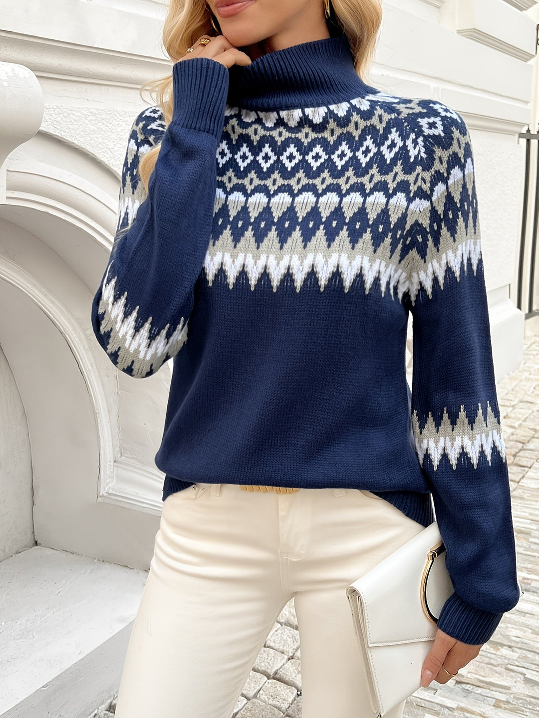 Ella | Maglione Elegante a Maglia Geometrica