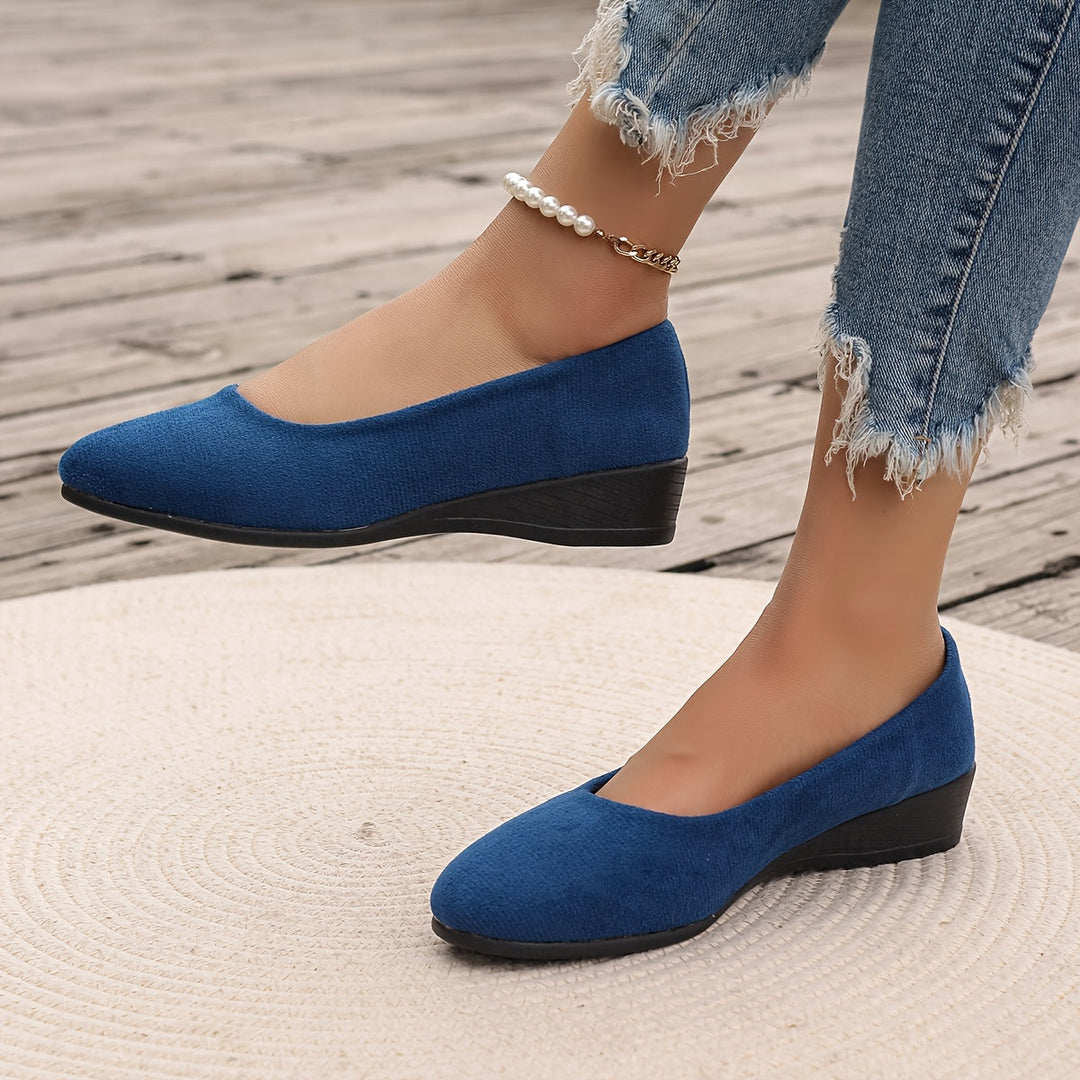 Lorena – Ballerine in pelle con tacco compensato