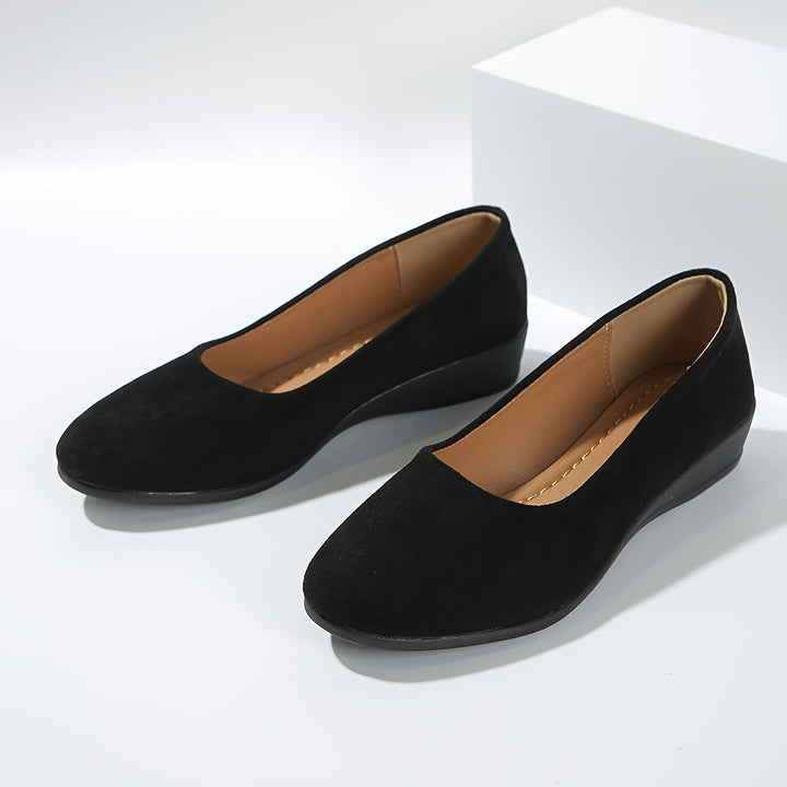 Lorena – Ballerine in pelle con tacco compensato