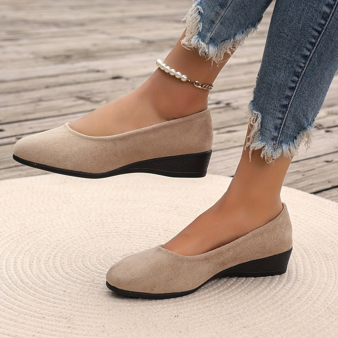 Lorena – Ballerine in pelle con tacco compensato