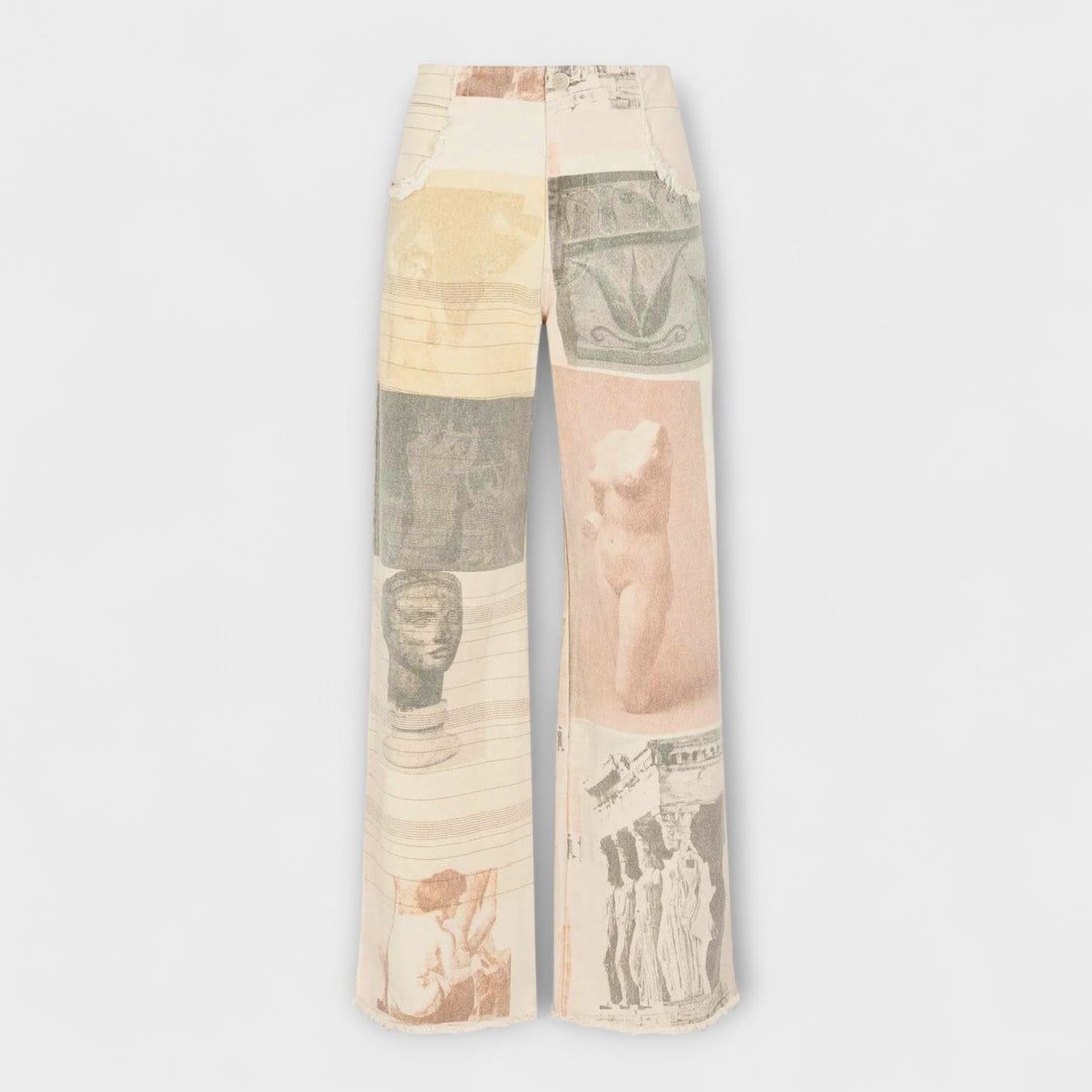 Rhea – Jeans a gamba larga stampate con un tocco vintage