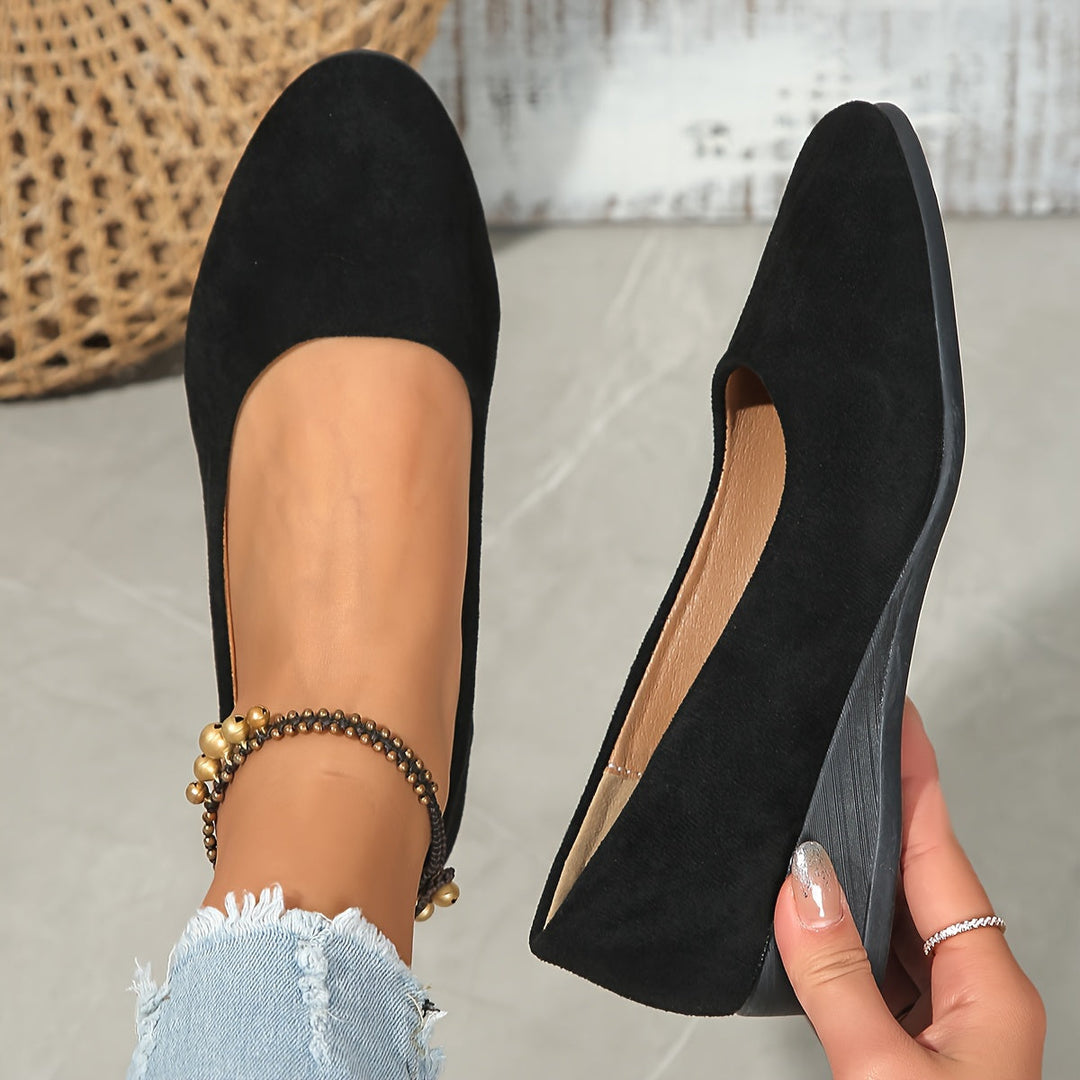 Lorena – Ballerine in pelle con tacco compensato