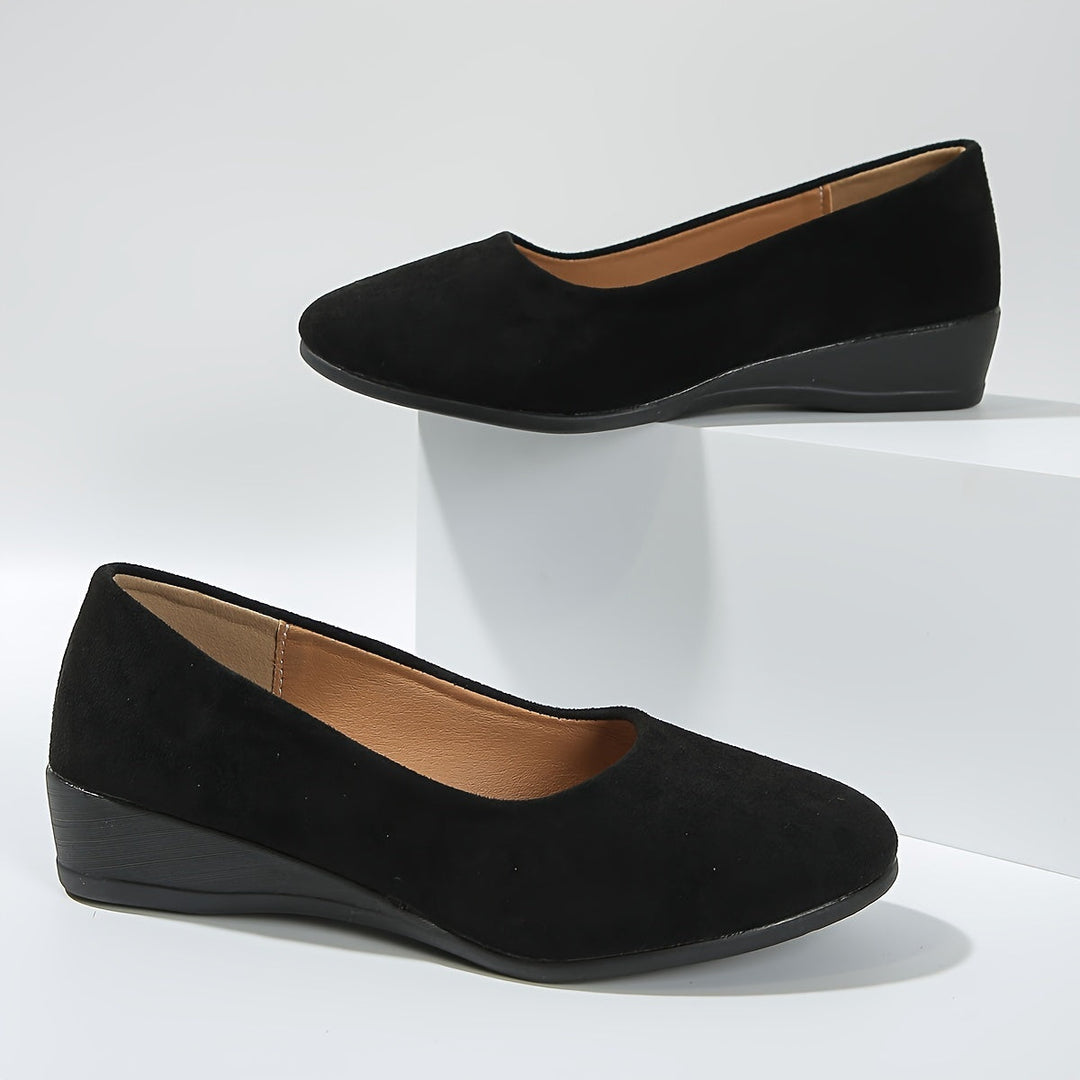 Lorena – Ballerine in pelle con tacco compensato