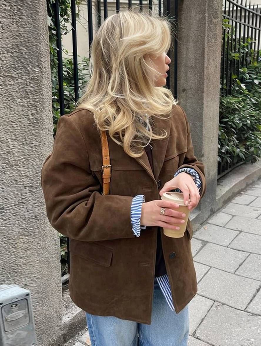 FIORA- Giacca Blazer in Camoscio