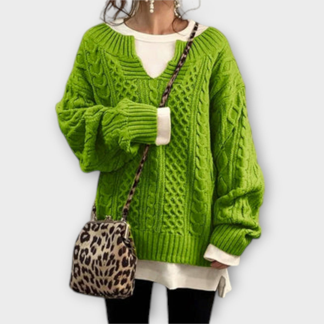 Maglione Oversize con Motivo a Treccia
