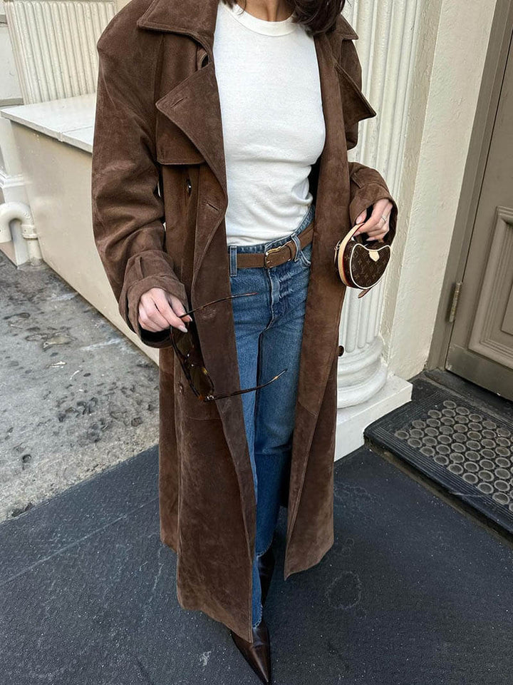 Molly trench coat in suede sintetico