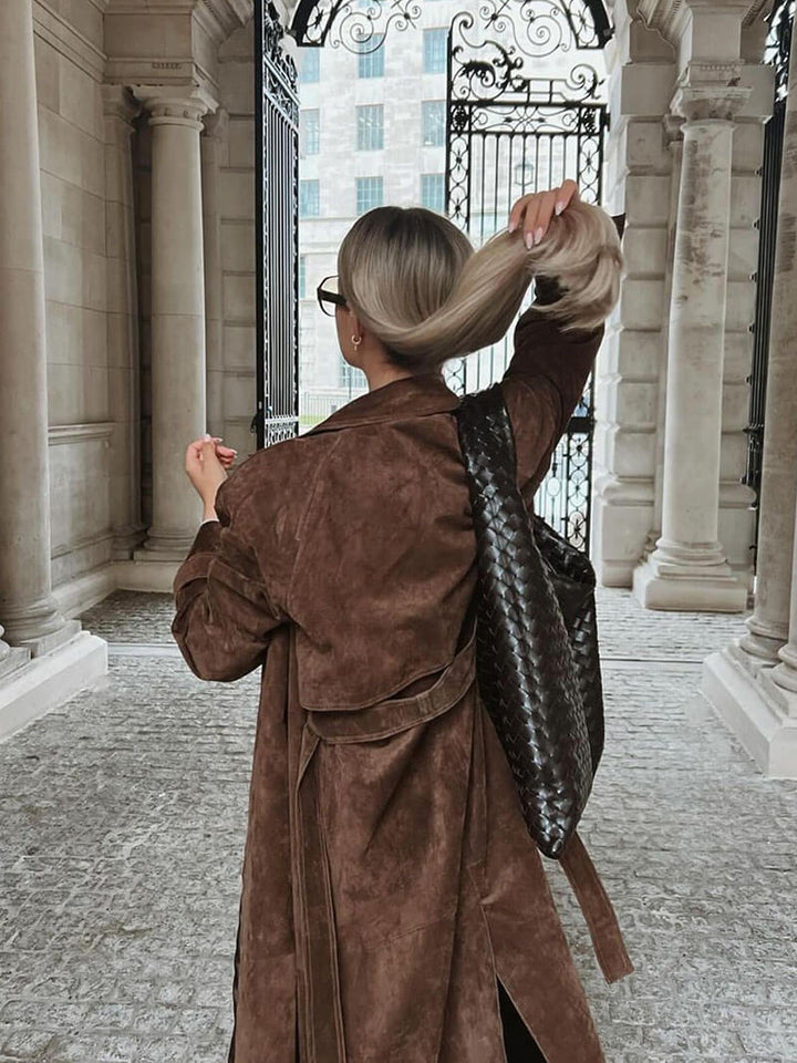 Molly trench coat in suede sintetico