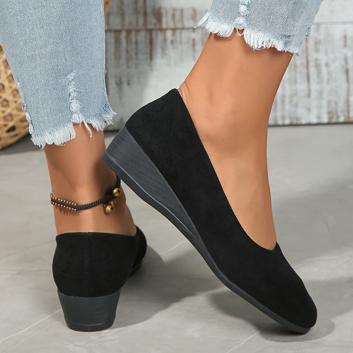 Lorena – Ballerine in pelle con tacco compensato