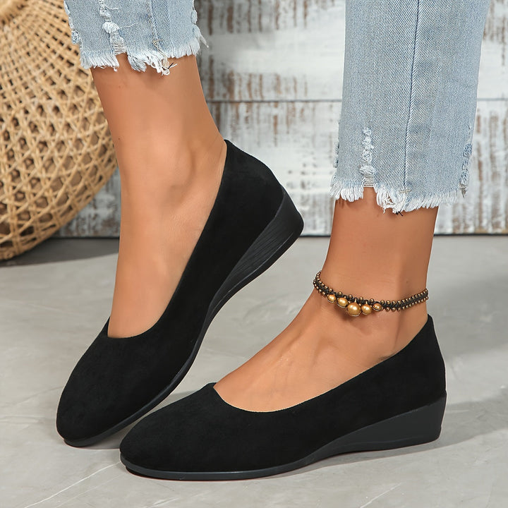 Lorena – Ballerine in pelle con tacco compensato
