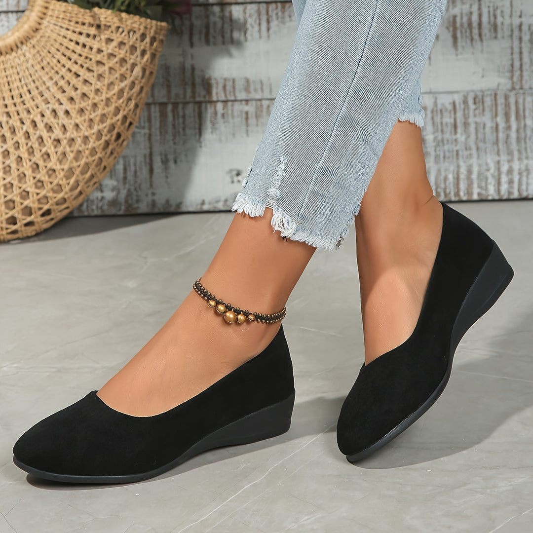 Lorena – Ballerine in pelle con tacco compensato