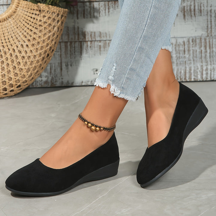 Lorena – Ballerine in pelle con tacco compensato